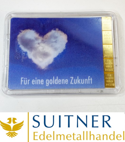 5 Gramm Feingold Tafelbarren "Für eine goldene Zukunft" Geschenkset