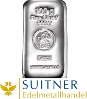 100 Gramm Silberbarren - Feinsilber 100 Gramm Silberbarren - Feinsilber