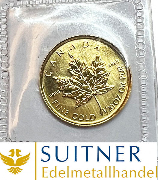 Maple Leaf 1/20 Unze Feingold - 1 Dollar