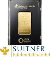 Vorschau: 1 Unze Goldbarren 31,1 Gramm Feingold - Heimerle und Meule Vorschau: 1 Unze Goldbarren 31,1 Gramm Feingold - Heimerle und Meule