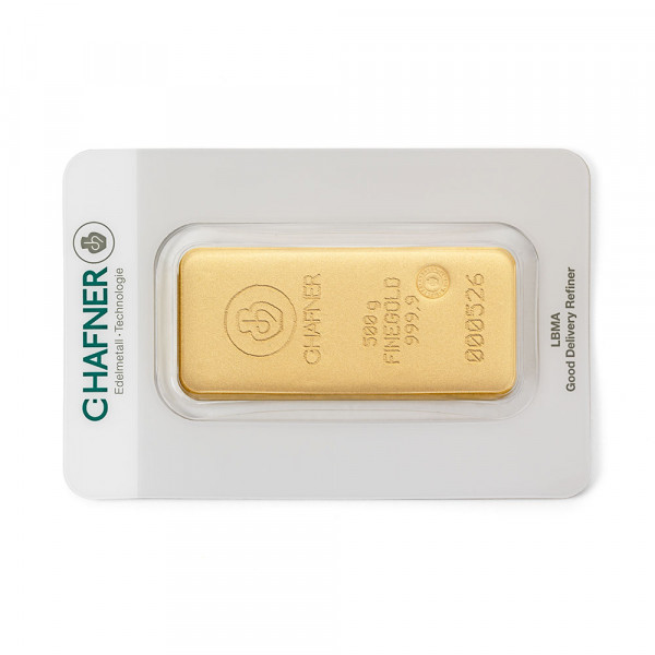 500 Gramm Goldbarren Hafner 999,9 Feingold - auf Bestellung