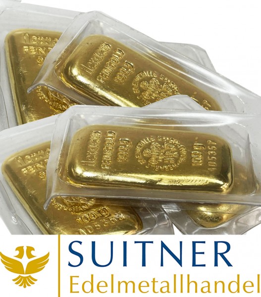 100 Gramm Goldbarren - Feingold