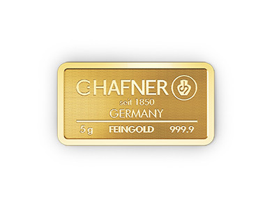 5 Gramm Goldbarren Hafner 999,9 Feingold - auf Bestellung