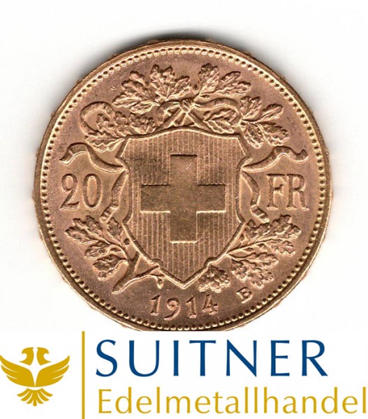 20 Franken Goldmünze - CHF - Vreneli