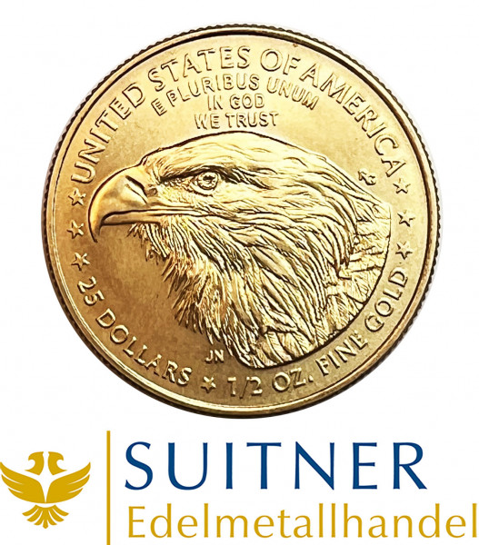 1/2 Unze Eagle Gold - 25 US Dollars