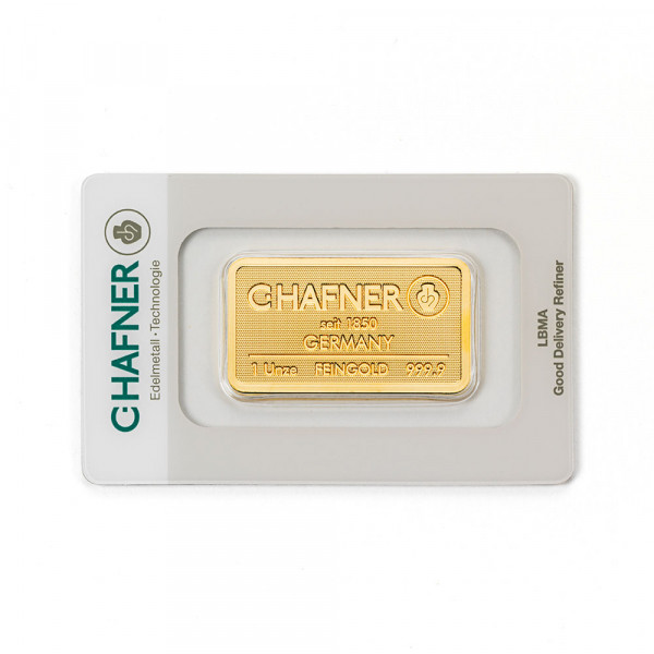 1 Unze / 1 Oz Goldbarren Hafner 999,9 Feingold - auf Bestellung