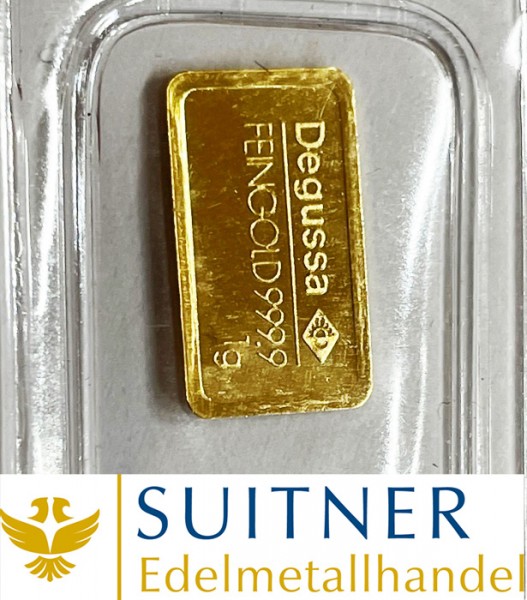 1 Gramm Goldbarren Degussa