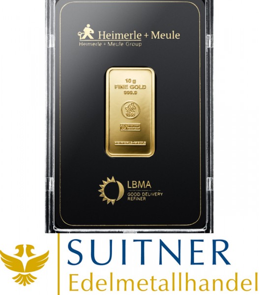 10 Gramm Goldbarren Heimerle und Meule