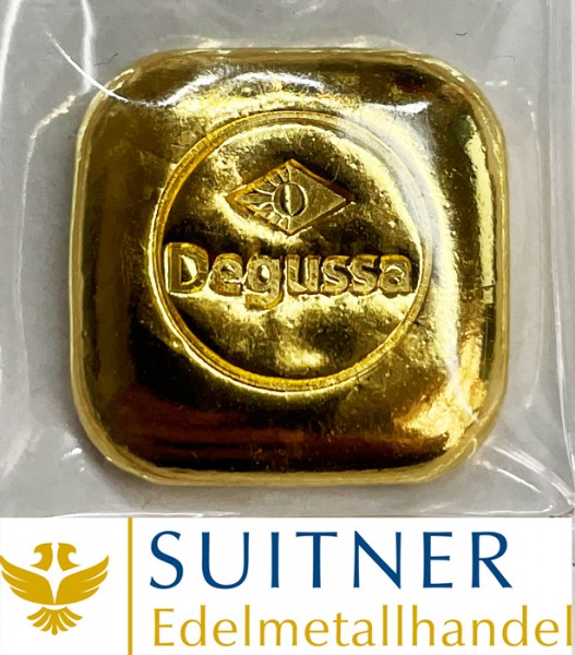 1 Unze Goldbarren Degussa Kissenform