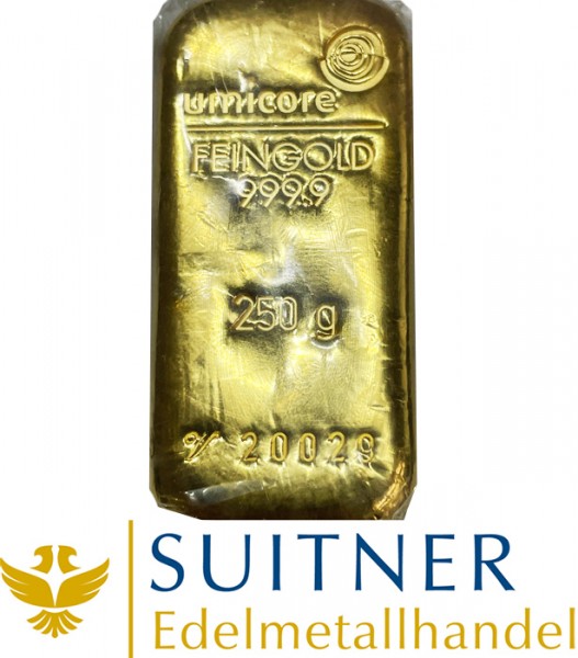 250 Gramm Goldbarren - Feingold