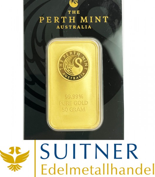 50 Gramm Goldbarren Perth Mint